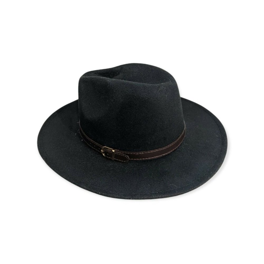 Men's Outback Felt Hat Black Faux Leather Belt Cowboy Cotton Blend